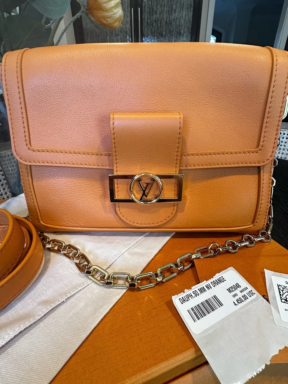 Louis Vuitton Dauphine Soft Orange Leather Bag